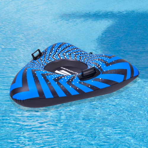 39" Inflatable Black and Blue Ride-On Pool Float or Snow Tube