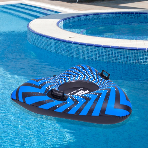 39" Inflatable Black and Blue Ride-On Pool Float or Snow Tube