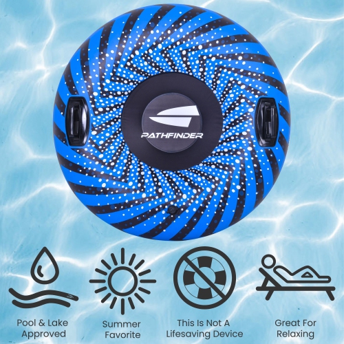 Inflatable Ride-On Pool Float or Snow Tube - 37" - Blue and Black