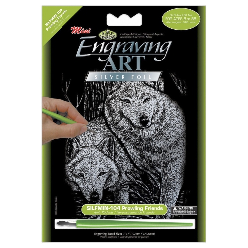 Royal & Langnickel(R) Silver Foil Engraving Art Kit 5"X7"-Prowling Friends
