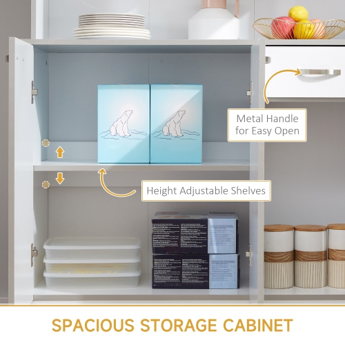 HOMCOM 71" Kitchen Buffet Cabinet with Hutch, Freestanding Kitchen Pantry Cabinet with Microwave Stand, Coffee Bar with Doors, Adjustable Shelves,