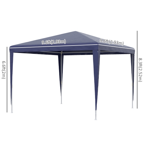 Outsunny 10x10ft Party Tent Portable Gazebo, Folding Garden Canopy Event Shelter Outdoor Sunshade Dark Blue