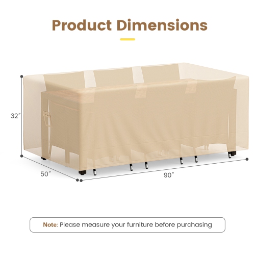 Gymax Patio Table Set Cover Outdoor Furniture Cover w/ Padded Handle & Click-Close Straps