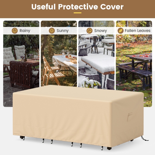 Gymax Patio Table Set Cover Outdoor Furniture Cover w/ Padded Handle & Click-Close Straps