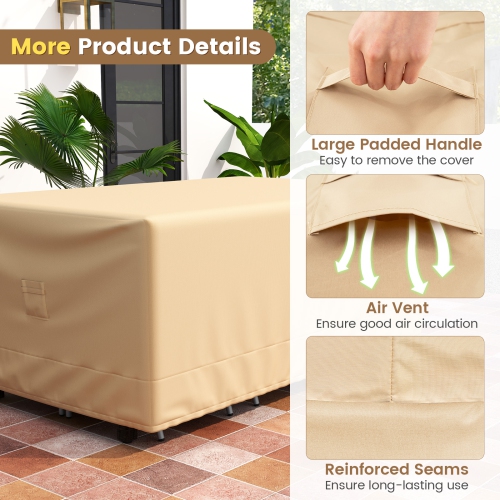 Gymax Patio Table Set Cover Outdoor Furniture Cover w/ Padded Handle & Click-Close Straps