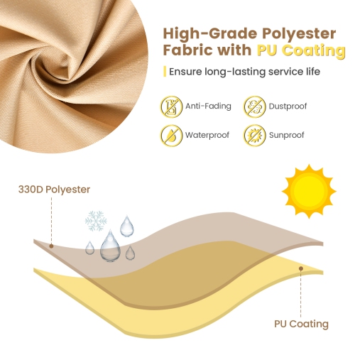Gymax Patio Table Set Cover Outdoor Furniture Cover w/ Padded Handle & Click-Close Straps