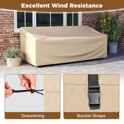 Gymax 3-Seater Patio Waterproof Sofa Cover Polyester Sofa Cover w/ Air Vents & Handles