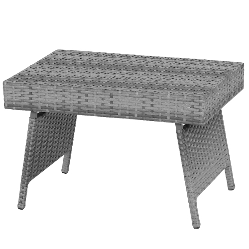 GYMAX  Folding Rattan Wicker Coffee Side Table Patio Garden Poolside Yard Outdoor Mix In Gray