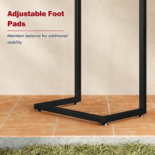 Gymax C-shaped Outdoor Side End Table w/ Ceramic Top for Patio Living Room Balcony