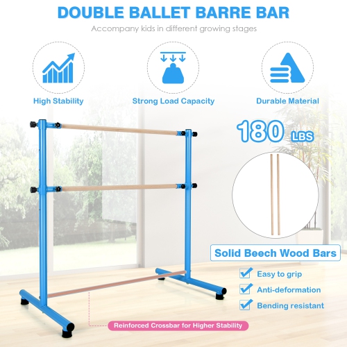 GYMAX Portable Ballet Barre, 4 Feet Folding Height Adjustable Ballet Bar  with Anti-Skip Pad, Heavy Duty Freestanding Stable Stretch Bar for Home  Kids