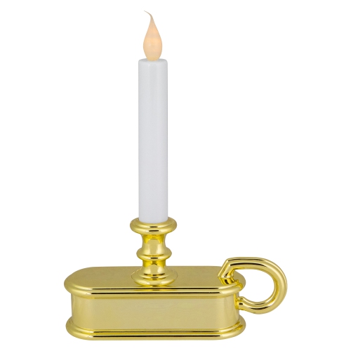 LED Lighted Window Candle with Handle Base - 9.5" - White and Gold
