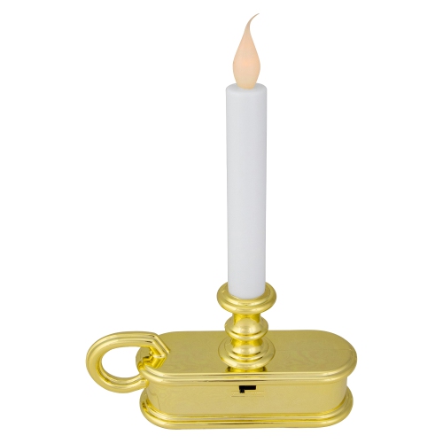 LED Lighted Window Candle with Handle Base - 9.5" - White and Gold