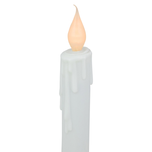 LED Lighted Window Candle with Oval Handle Base - 8 - White and Gold