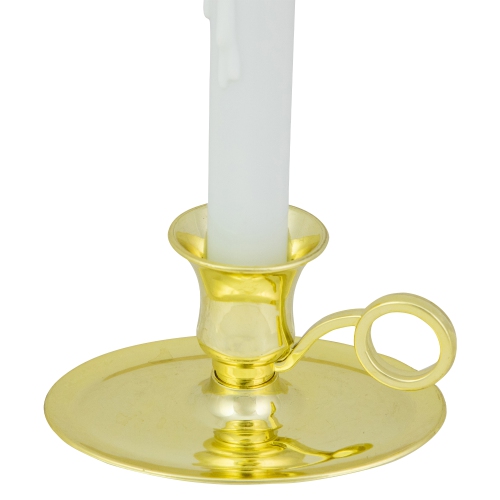 LED Lighted Window Candle with Oval Handle Base - 8 - White and Gold