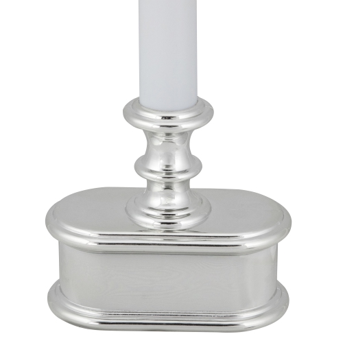 LED Lighted Window Candle with Base - 9.25" - White and Silver
