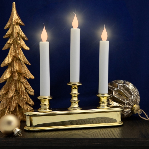 NORTHLIGHT  Led 3-Light Candolier Window Candle - 10" - And Gold In White