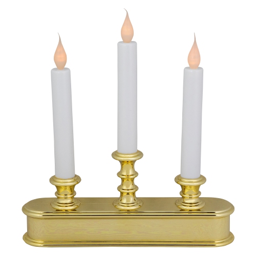 LED 3-Light Candolier Window Candle - 10" - White and Gold