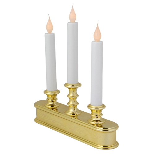 LED 3-Light Candolier Window Candle - 10" - White and Gold