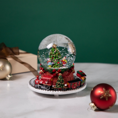 Christmas Tree with Revolving Train Musical Snow Globe - 6.5"