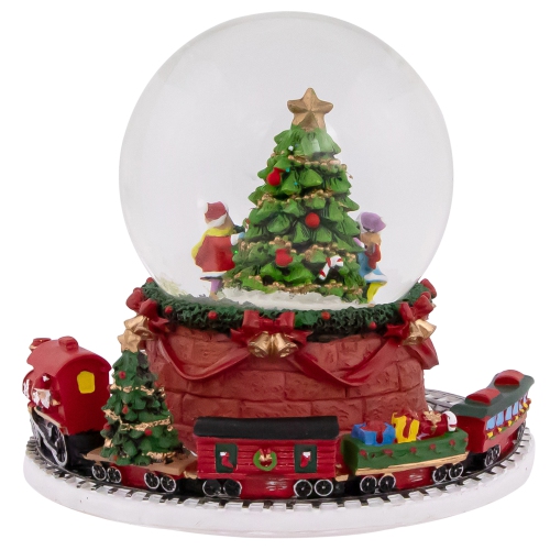 Christmas Tree with Revolving Train Musical Snow Globe - 6.5"