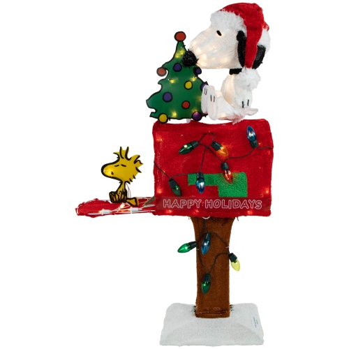 LED Lighted Peanuts Snoopy on Mailbox Outdoor Christmas Decoration - 32" - Clear Lights