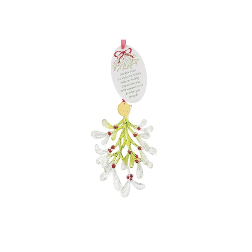 ENESCO  Faceted Acrylic Mistletoe Kisses Christmas Ornament