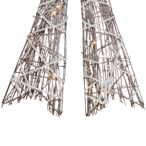 23" LED Lighted Frosted Rattan Christmas Bow Decoration