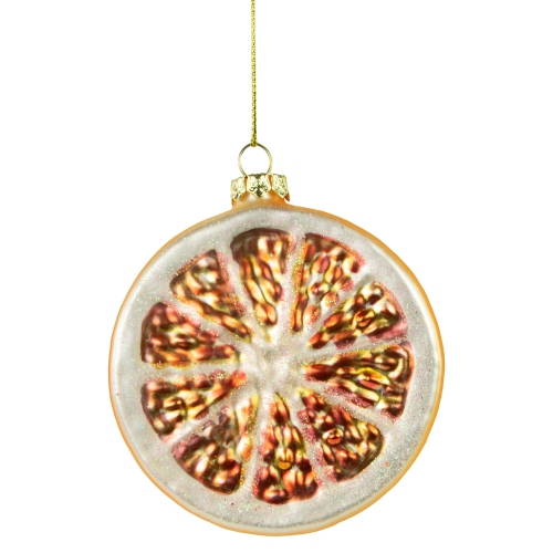 NORTHLIGHT  "3.5"" Glittered Slices Christmas Ornament" In Orange