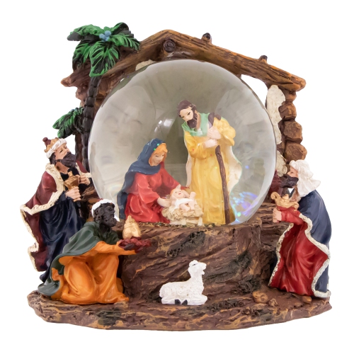 NORTHLIGHT  Holy Family Christmas Nativity Musical Water Globe - 6.75"