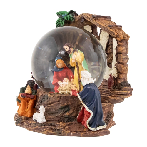 Holy Family Christmas Nativity Musical Water Globe - 6.75"