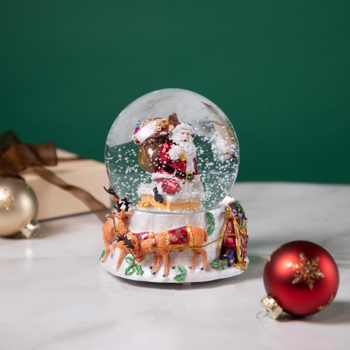 6.5" Santa Delivering Gifts Musical Christmas Snow Globe