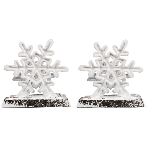 Double Snowflake Christmas Stocking Holders - 4.75" - Silver - Set of 2