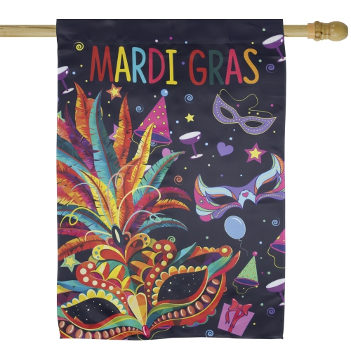 Feathered Carnival Mask "Mardi Gras" Outdoor Flag - 40" x 28"