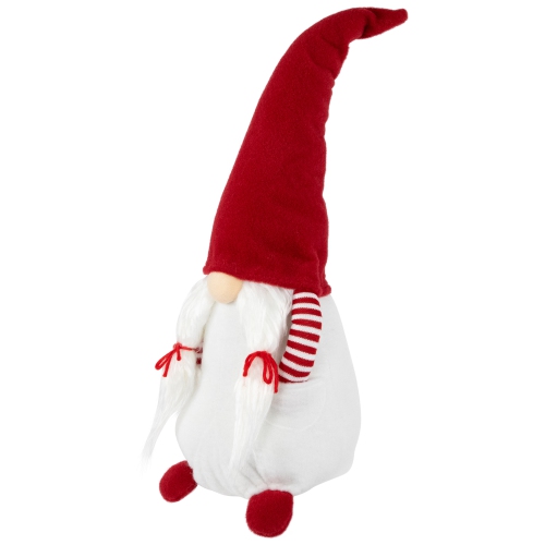 Figurine de gnome avec mains dans une poche pour fille debout - 20,5 po - Rouge et blanc