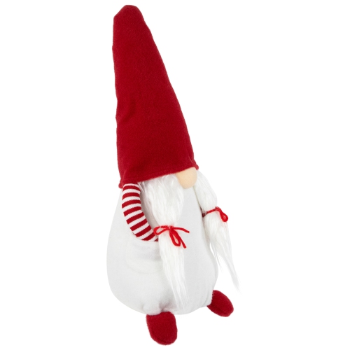 Figurine de gnome avec mains dans une poche pour fille debout - 20,5 po - Rouge et blanc