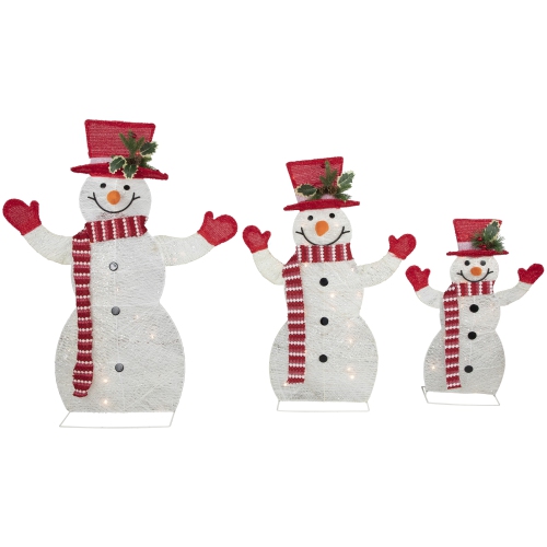 Set of 3 LED Lighted Family of Snowmen Outdoor Christmas Decoration