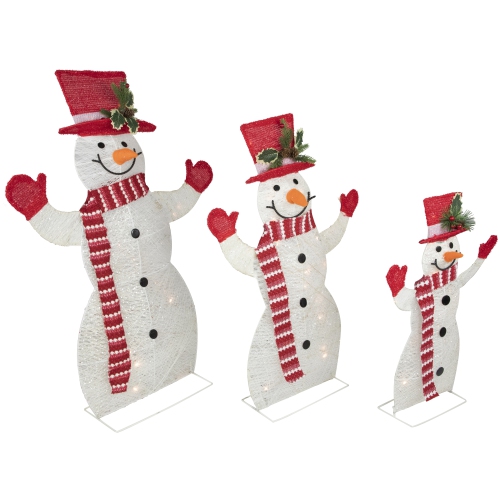 Set of 3 LED Lighted Family of Snowmen Outdoor Christmas Decoration