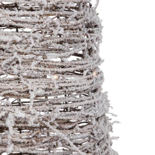 LED Lighted Snowy Rattan Christmas Cone Tree Decorations - 3.25' - Set of 3