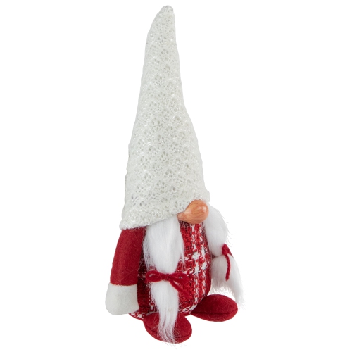 Nordic Girl Gnome w Pigtails Christmas Figure - 10" - Red and White