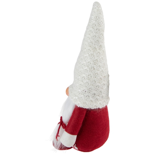 Nordic Girl Gnome w Pigtails Christmas Figure - 10" - Red and White