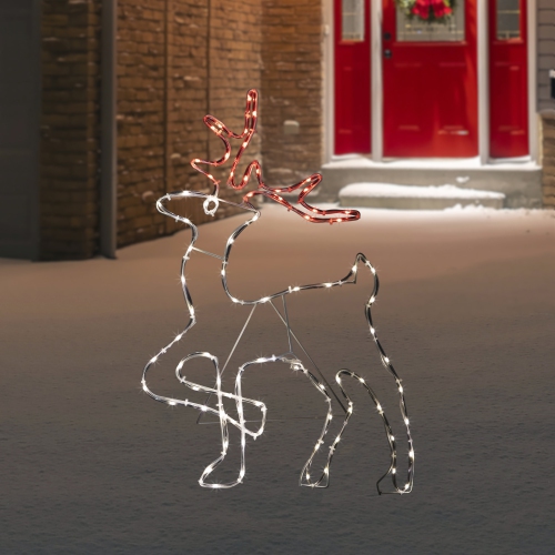 24" Lighted Standing Reindeer Silhouette Outdoor Christmas Decoration