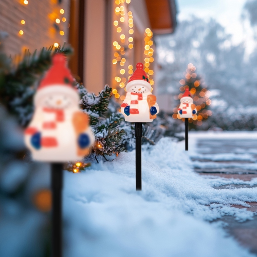 Jolly Snowmen Outdoor Christmas Pathway Markers - 16" - Set of 4