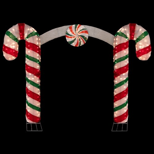 Lighted Double Candy Cane Archway Outdoor Christmas Decoration - 7' - Warm White