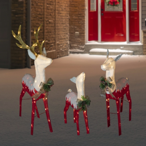 Lighted Reindeer Family Outdoor Christmas Decoration - 52.5" - Warm White -Set of 3