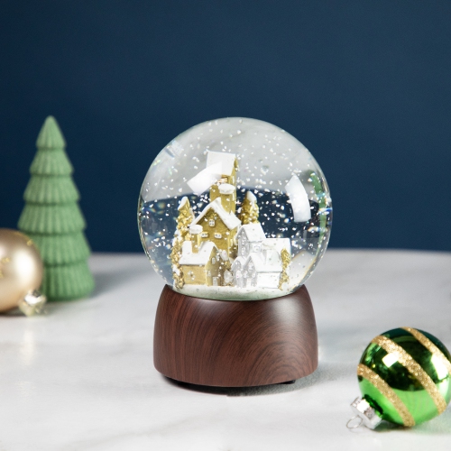 Christmas Village in the Woods Musical Snow Globe - 6.5"