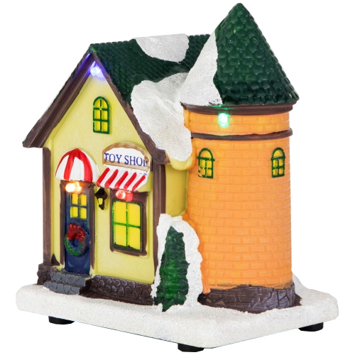 LED Lighted Snowy Toy Shop Christmas Village Display Piece - 5"