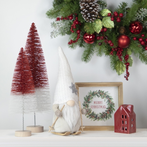 Gnome de ski d'hiver avec décoration de Noël chapeau de flocon de neige - 12 po