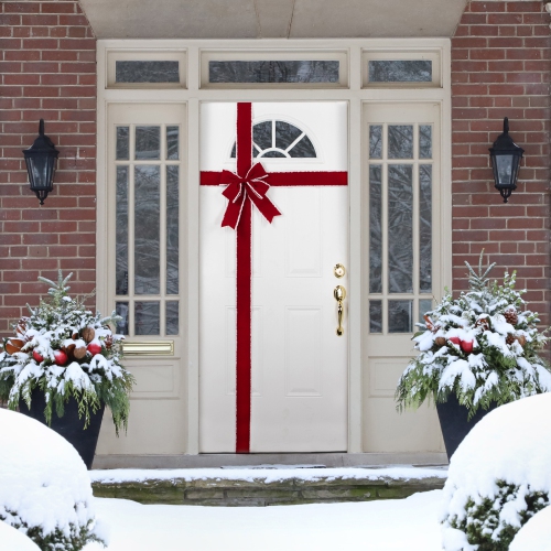 14' Red and White Velvet Christmas Door Bow