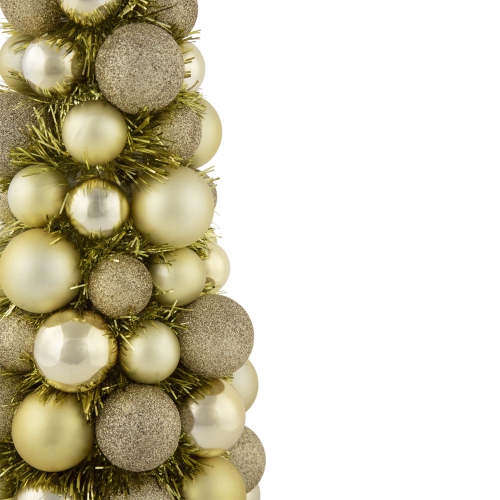 3-Finish Shatterproof Ball Christmas Tree with Tinsel - 15.75" - Gold