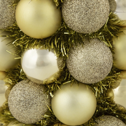 3-Finish Shatterproof Ball Christmas Tree with Tinsel - 15.75" - Gold
